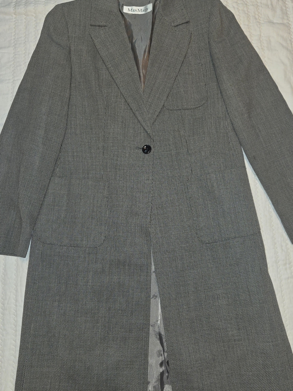 MaxMara Gray Single-Button Long Coat